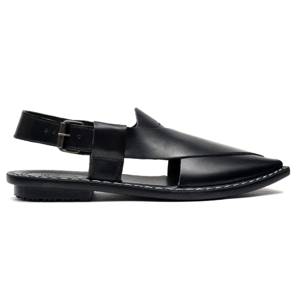 LEATHER PESHAWARI CHAPPAL - CHARSADA-001 BLACK