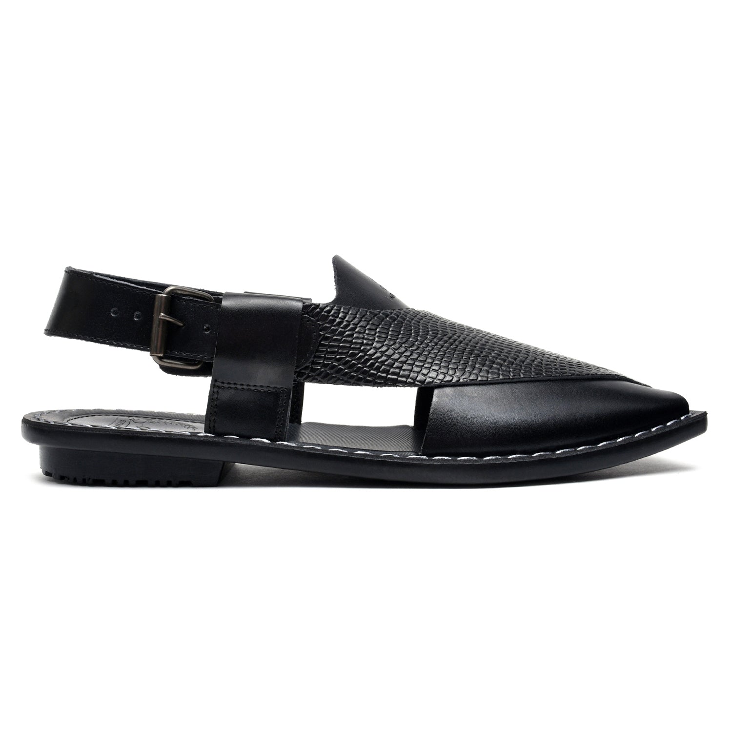 LEATHER PESHAWARI CHAPPAL - CHARSADA-014 BLACK