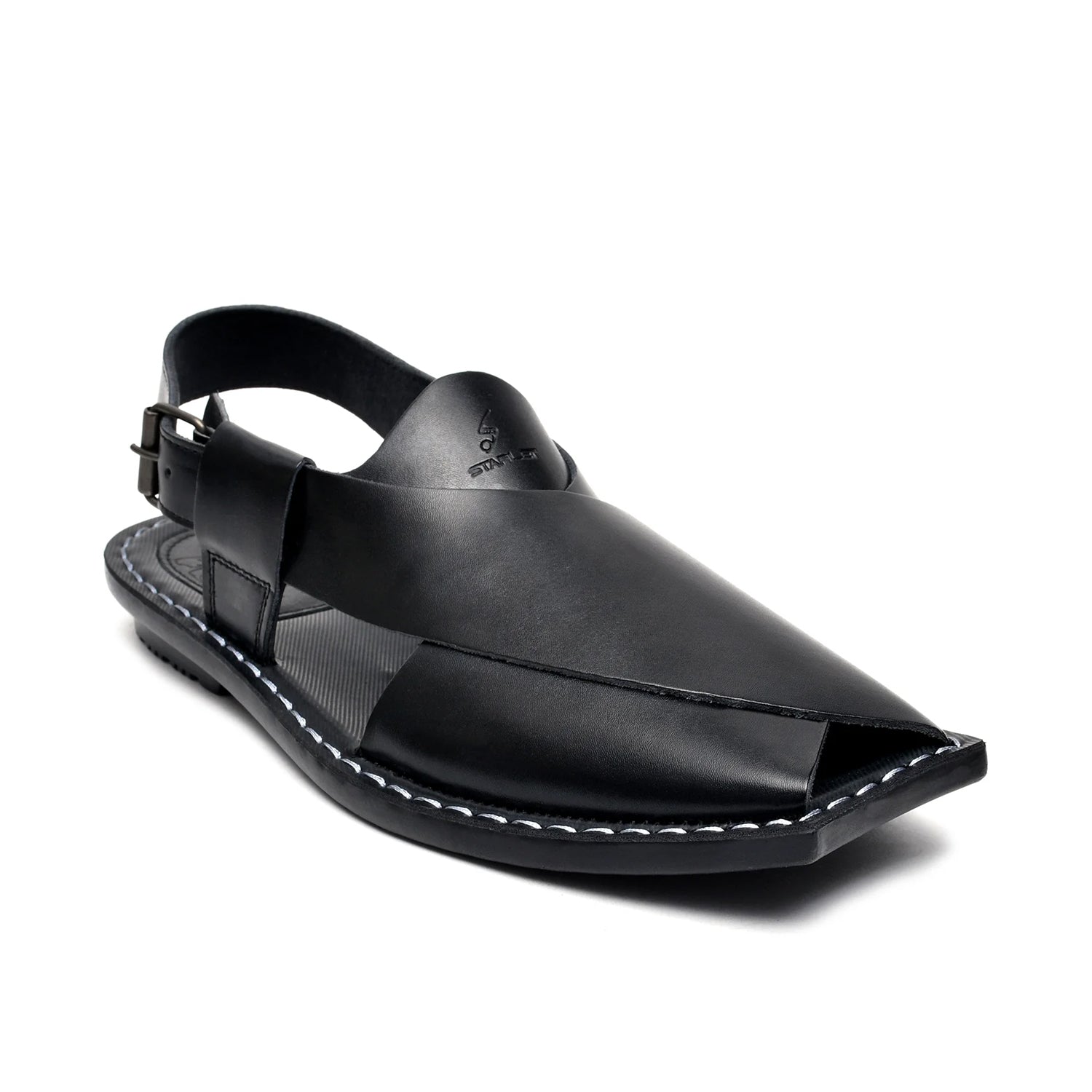 LEATHER PESHAWARI CHAPPAL - CHARSADA-001 BLACK