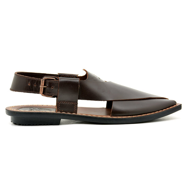 LEATHER PESHAWARI CHAPPAL - CHARSADA-001 BROWN