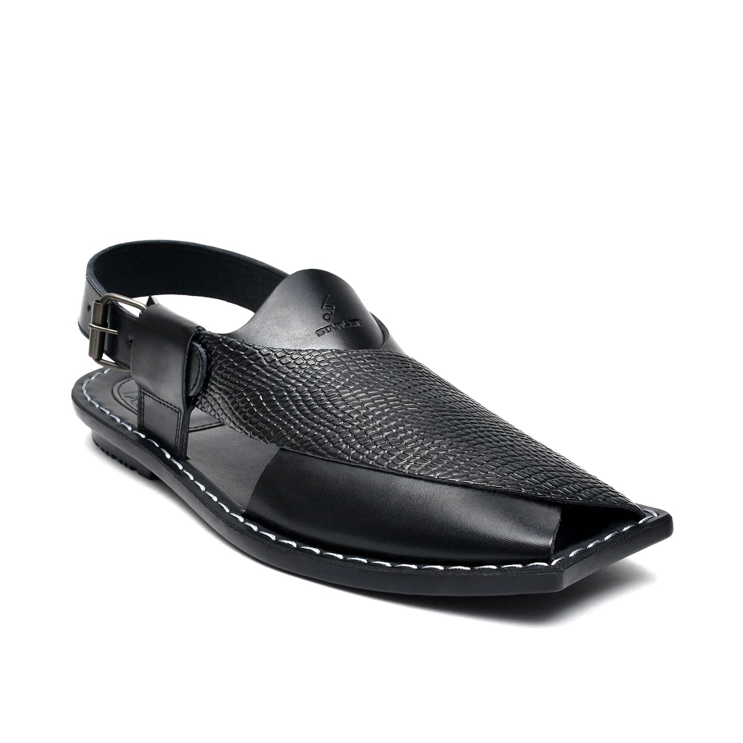 LEATHER PESHAWARI CHAPPAL - CHARSADA-014 BLACK