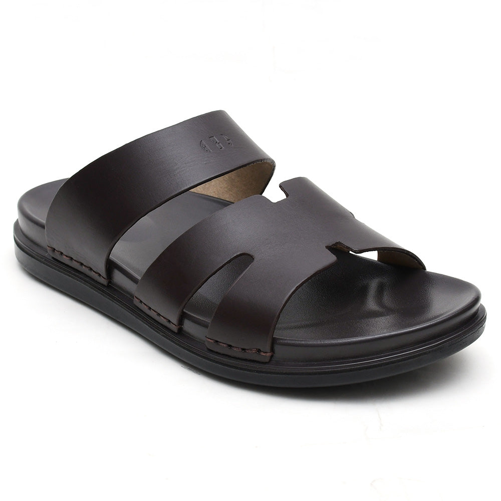 LEATHER SLIPPER - AR-008 BROWN