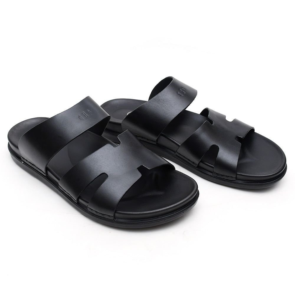 LEATHER SLIPPER - AR-008 BLACK