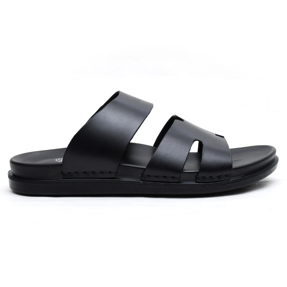 LEATHER SLIPPER - AR-008 BLACK