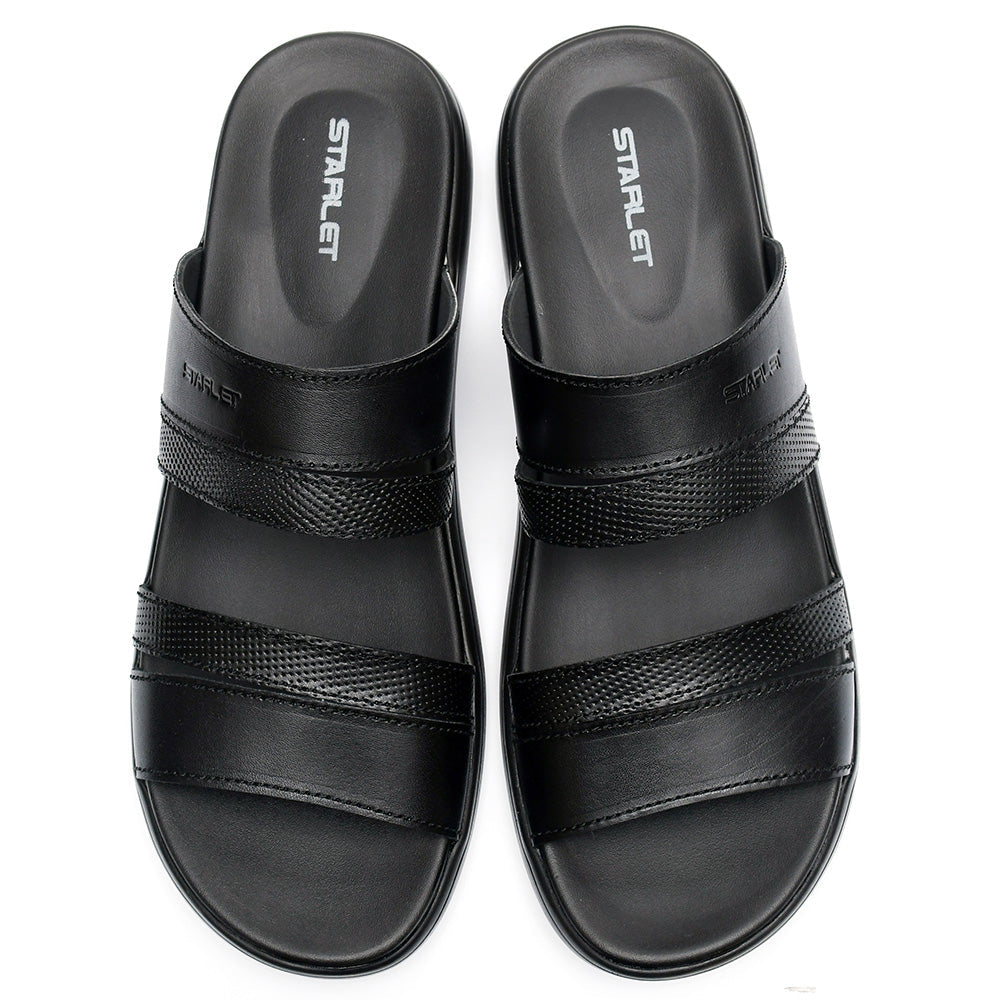 LEATHER SLIPPER - VCT-003 BLACK