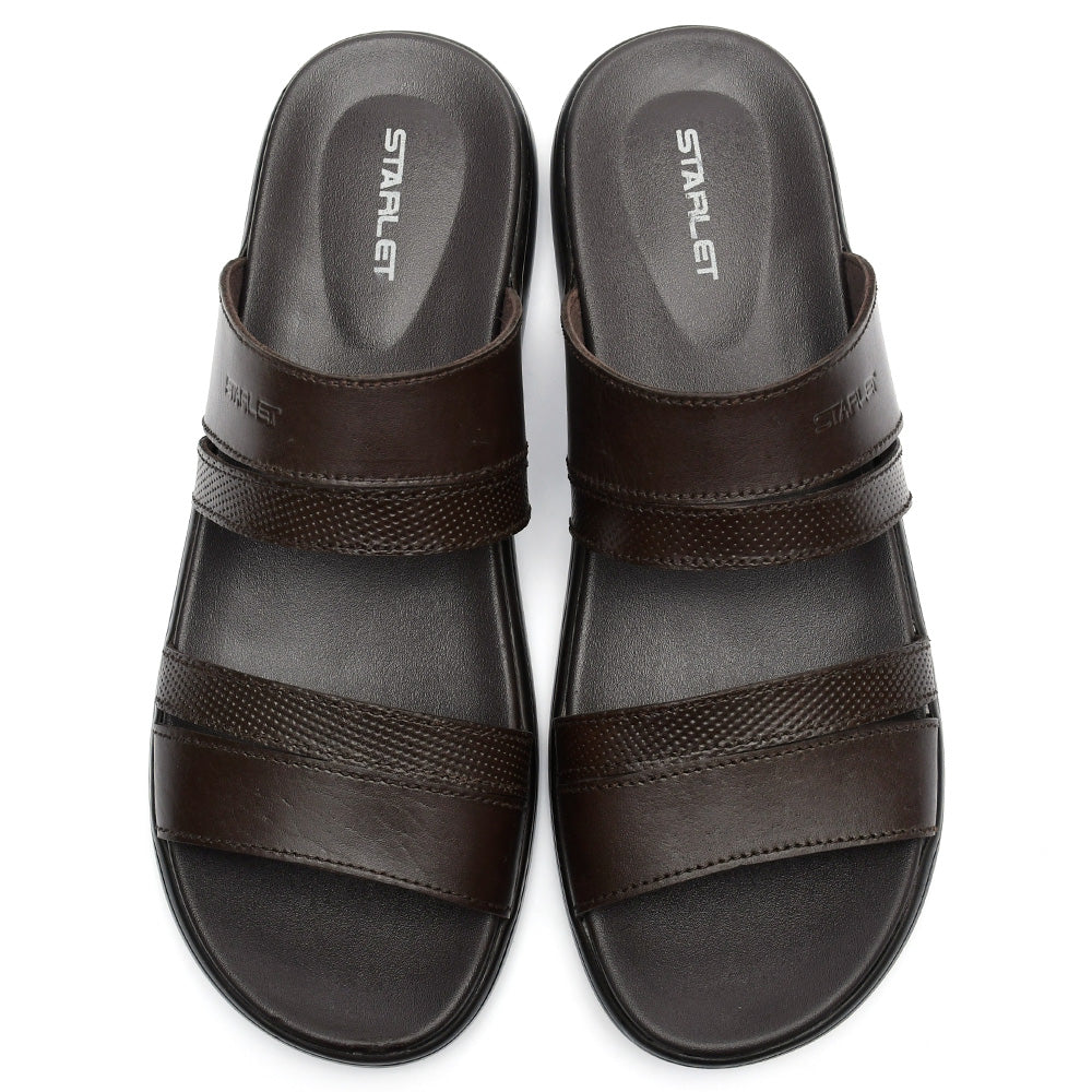 LEATHER SLIPPER - VCT-003 BROWN