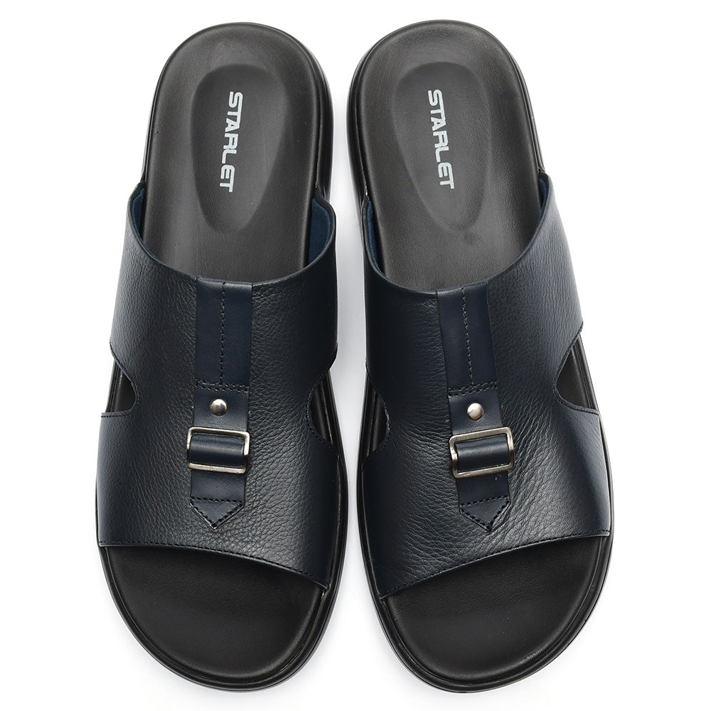 LEATHER SLIPPER - VCT-001 BLUE
