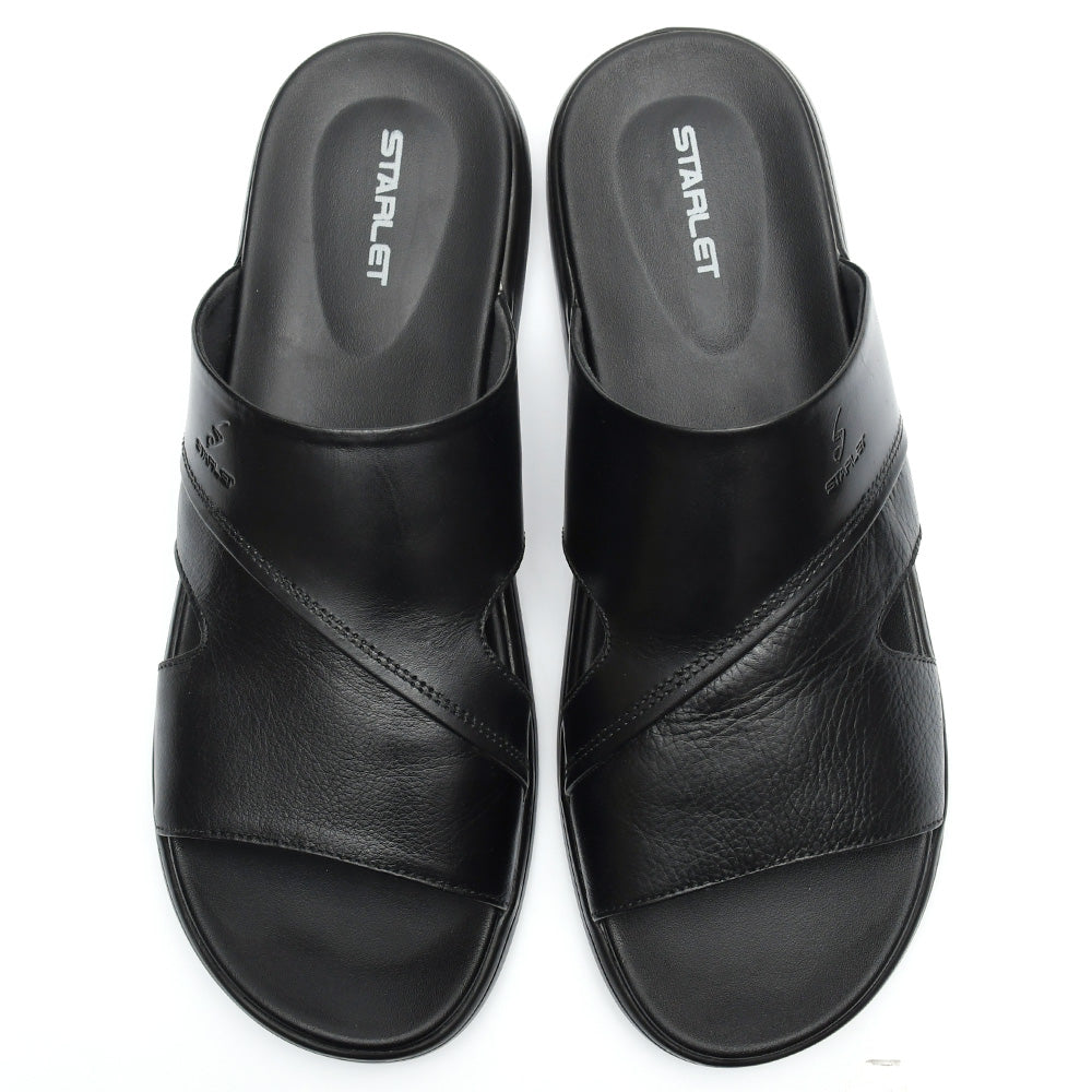 LEATHER SLIPPER - VCT-002 BLACK