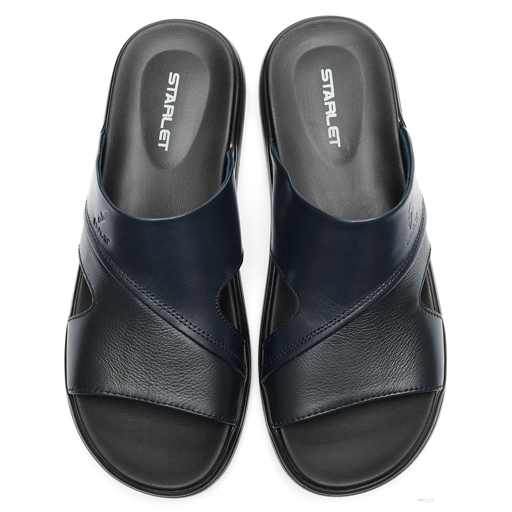 LEATHER SLIPPER - VCT-002 BLUE