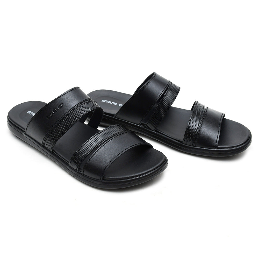 LEATHER SLIPPER - VCT-003 BLACK