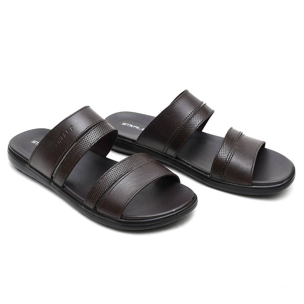 LEATHER SLIPPER - VCT-003 BROWN