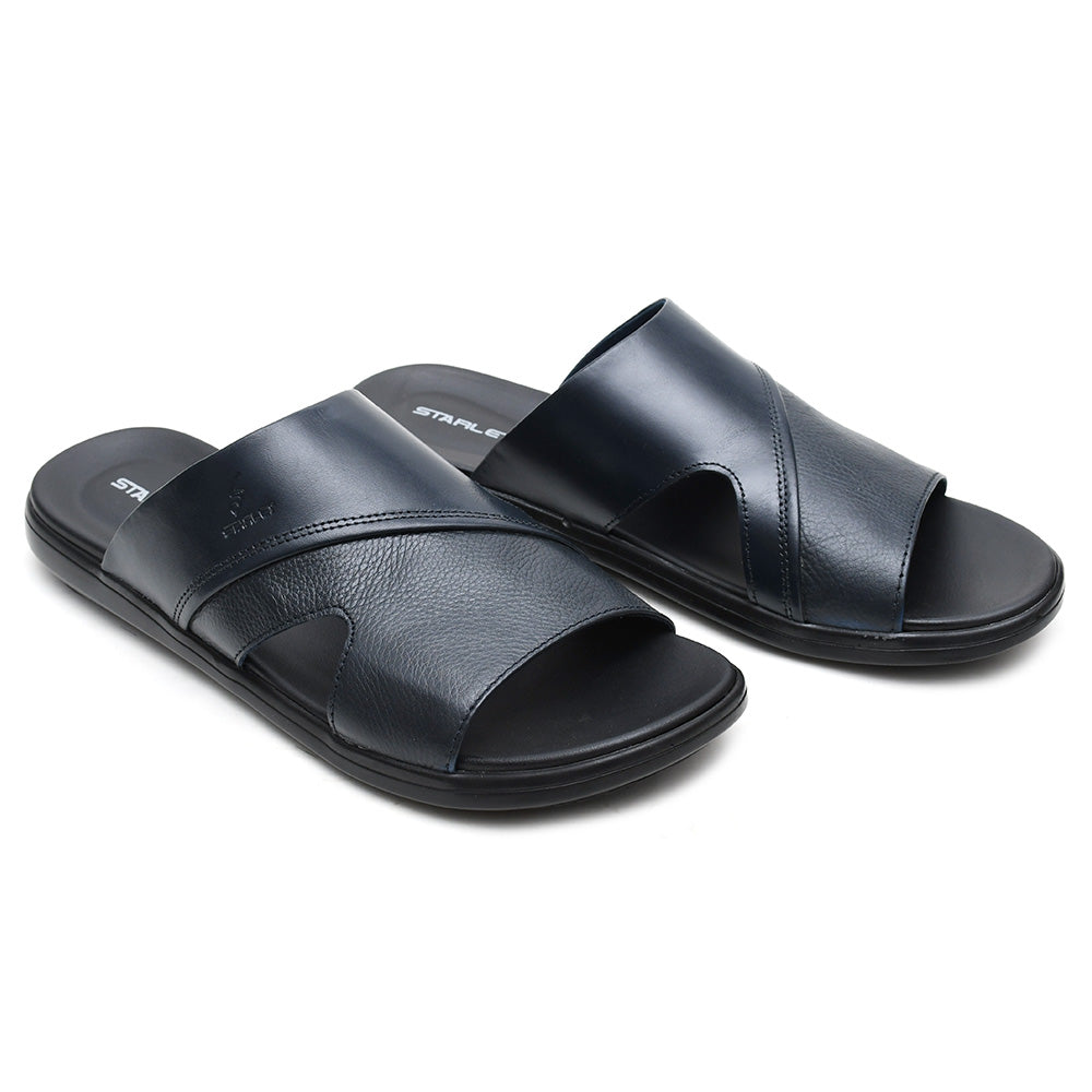 LEATHER SLIPPER - VCT-002 BLUE