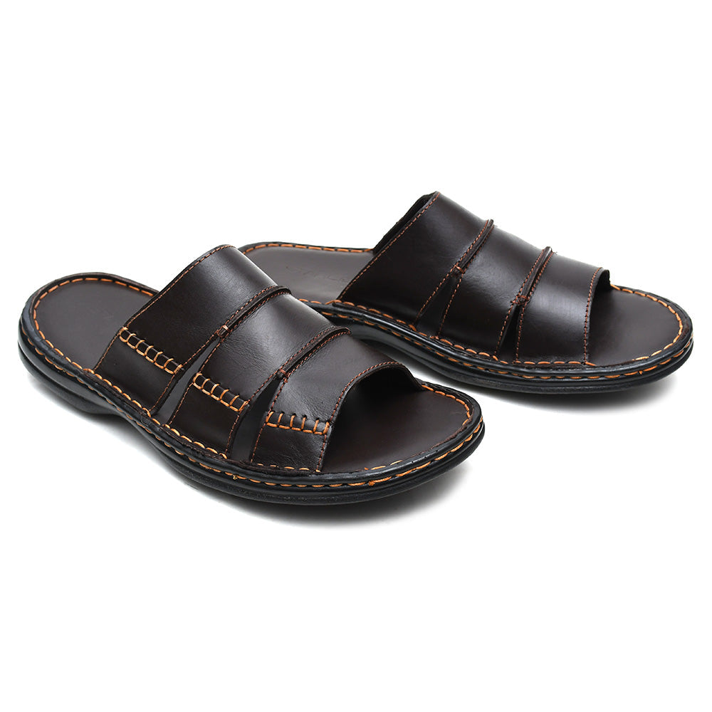 LEATHER SLIPPER - 6042 BROWN