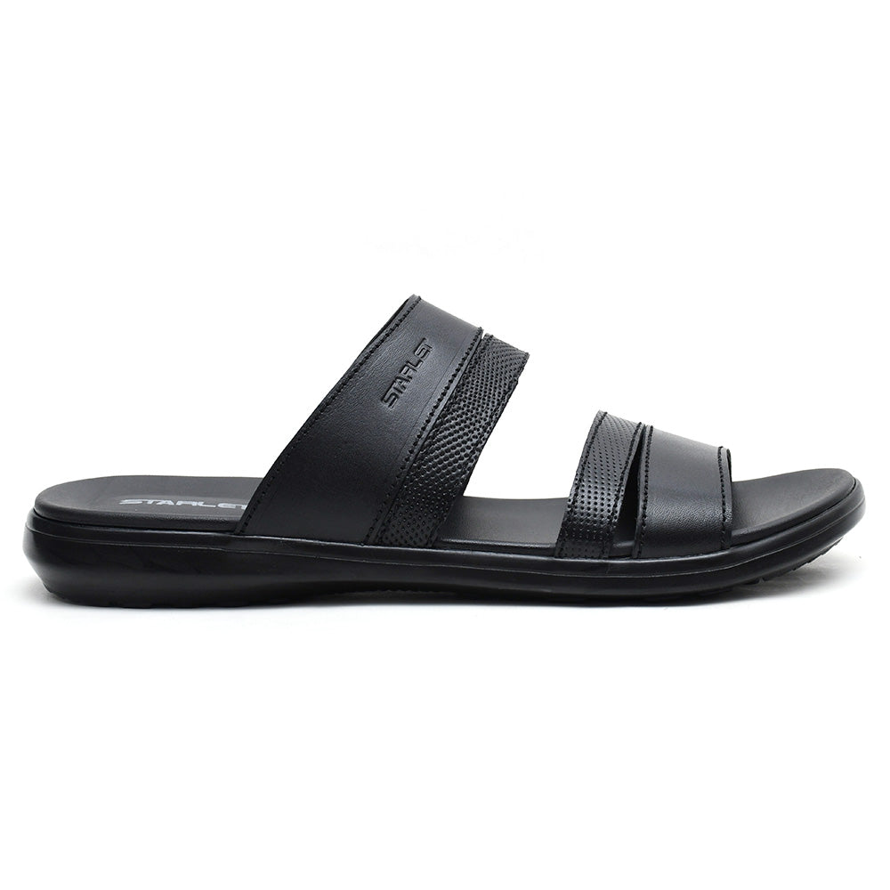 LEATHER SLIPPER - VCT-003 BLACK