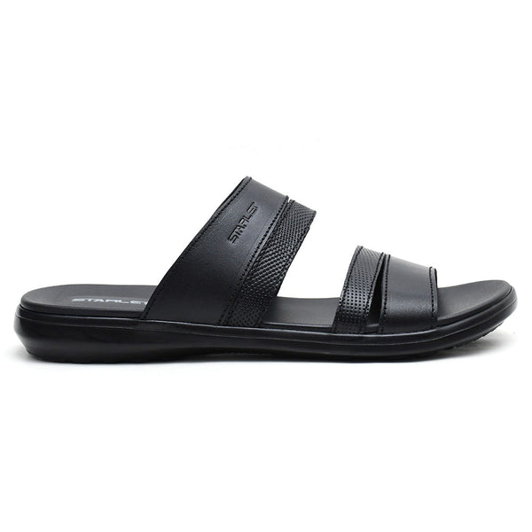 LEATHER SLIPPER - VCT-003 BLACK