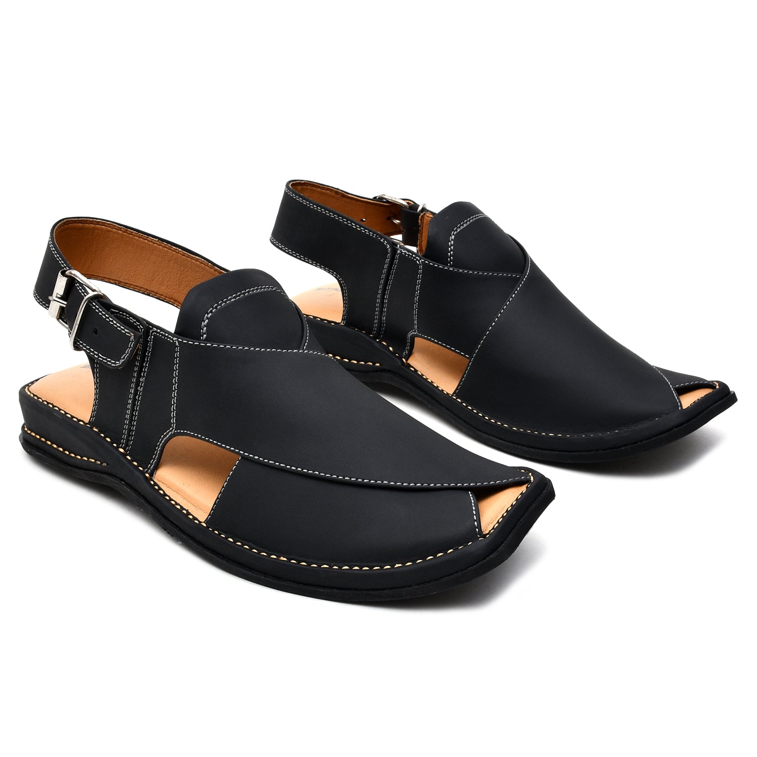 LEATHER PESHAWARI CHAPPAL - LCM-0002 BLACK
