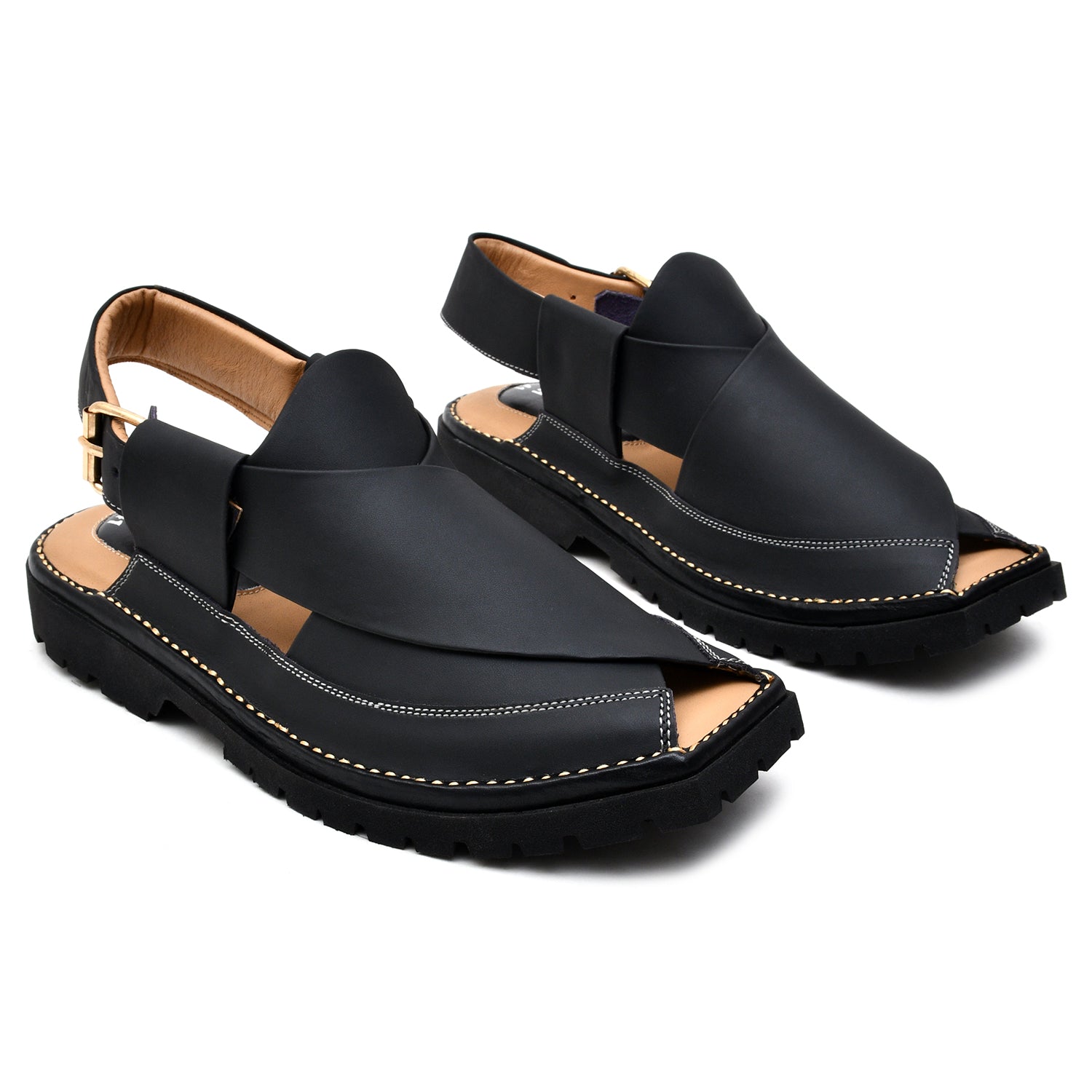 LEATHER PESHAWARI CHAPPAL - LCM-0004 BLACK