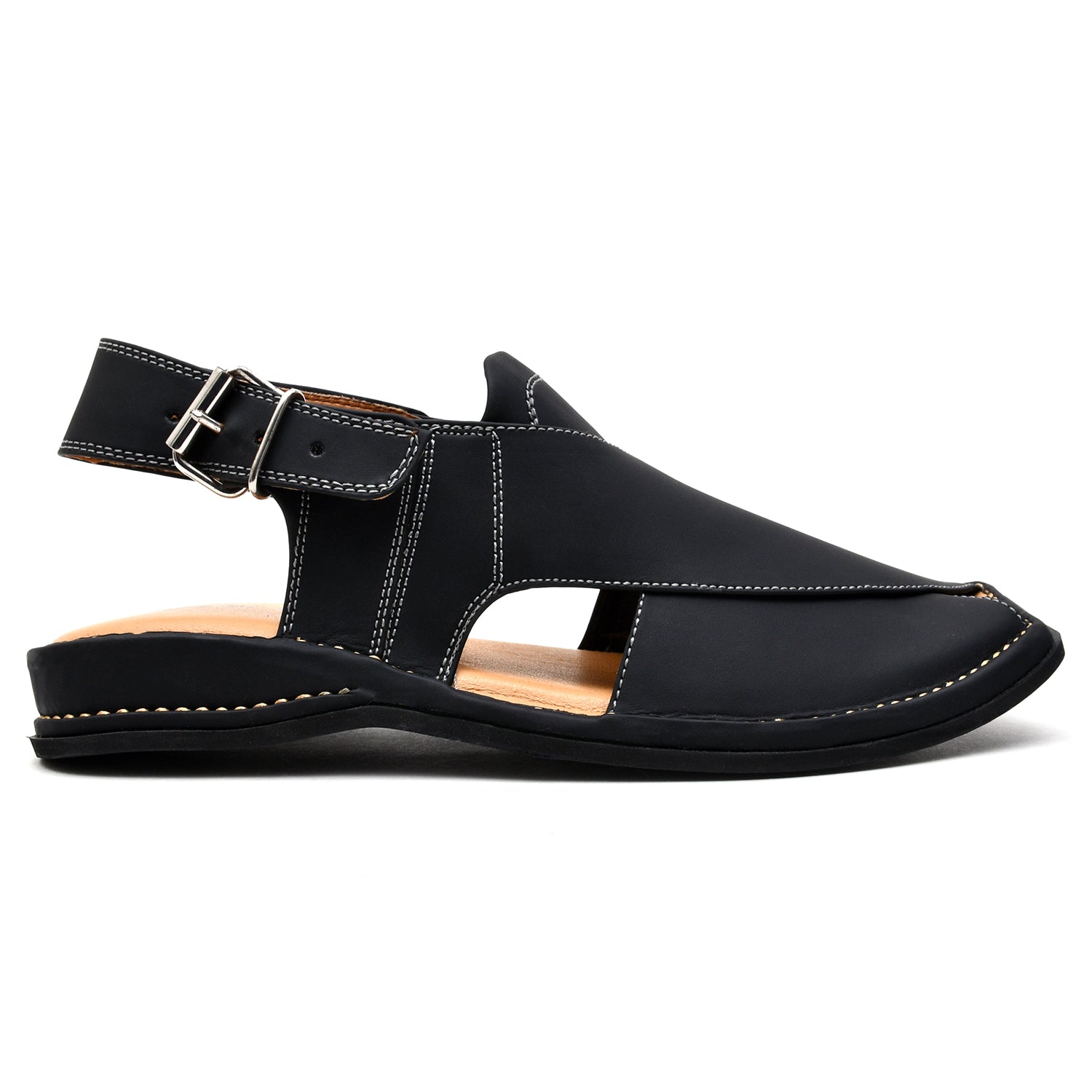 LEATHER PESHAWARI CHAPPAL - LCM-0002 BLACK