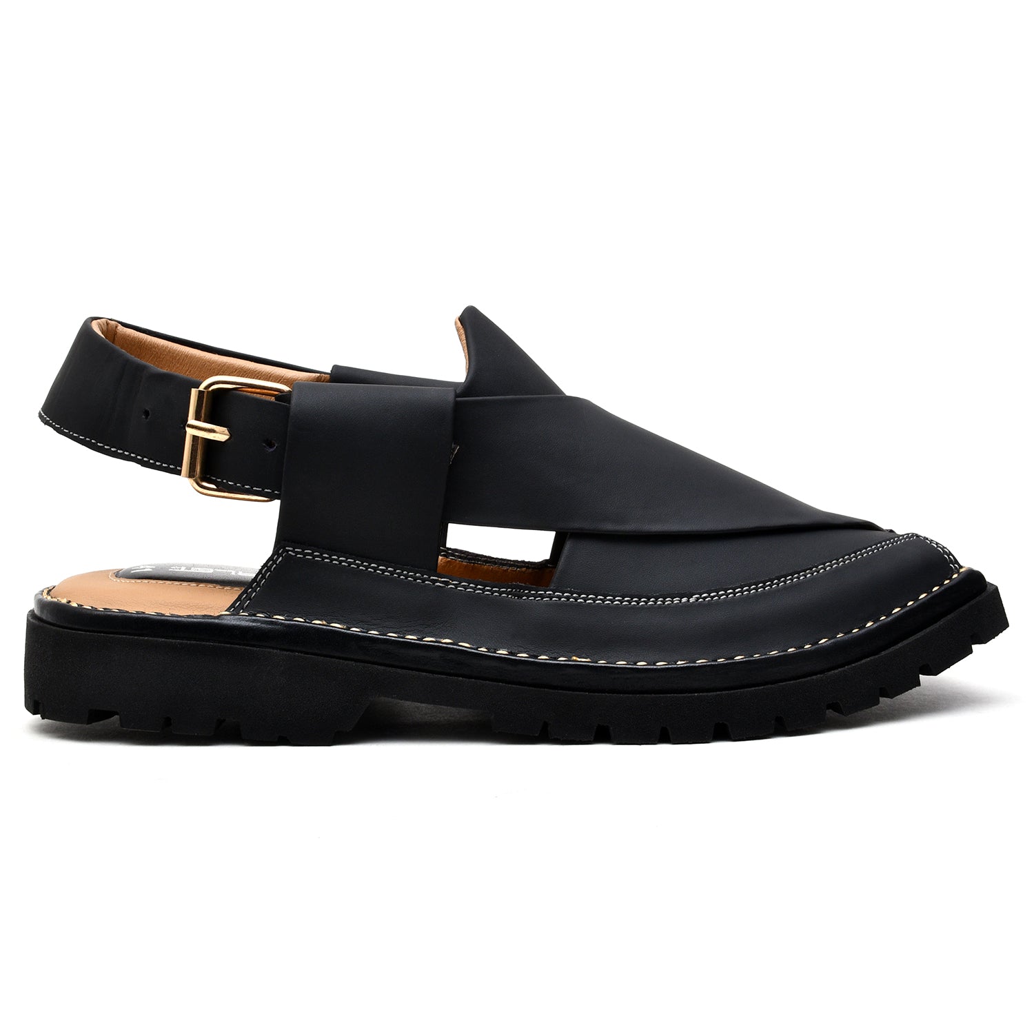 LEATHER PESHAWARI CHAPPAL - LCM-0004 BLACK