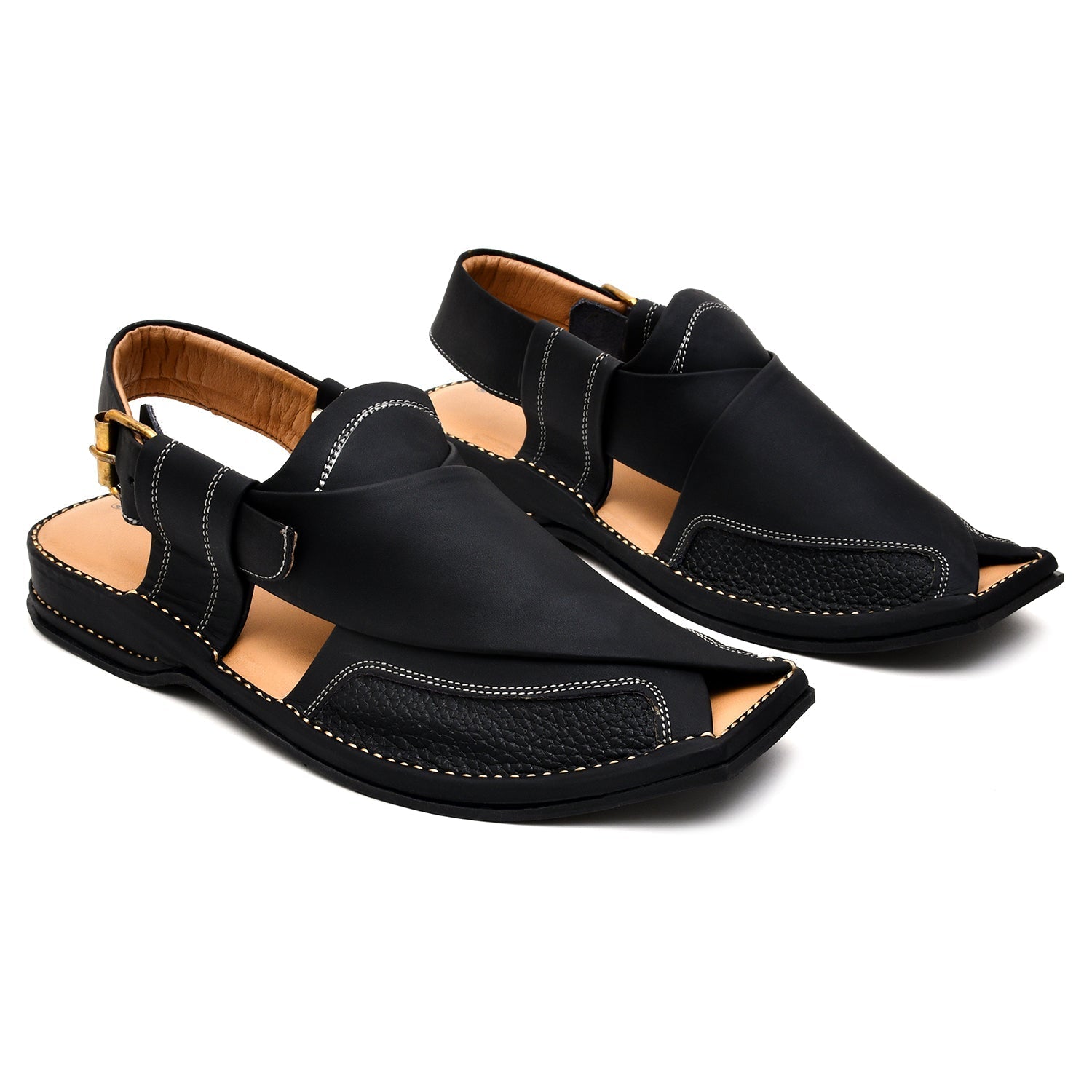 LEATHER PESHAWARI CHAPPAL - LCM-0003 BLACK