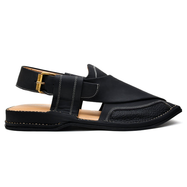 LEATHER PESHAWARI CHAPPAL - LCM-0003 BLACK