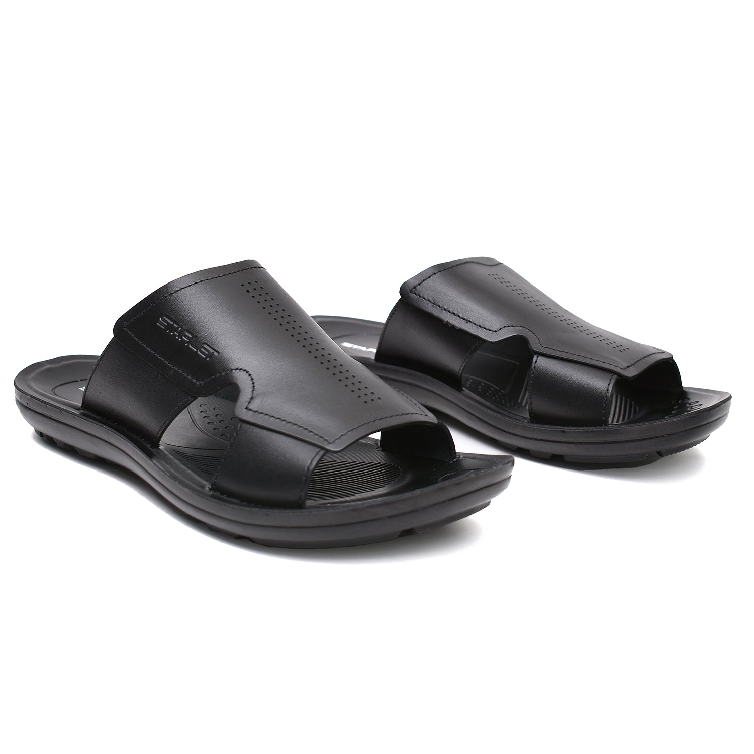 LEATHER SLIPPER - SP-327 BLACK