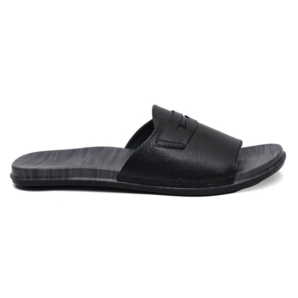 LEATHER SLIPPER - CHM-011 BLACK