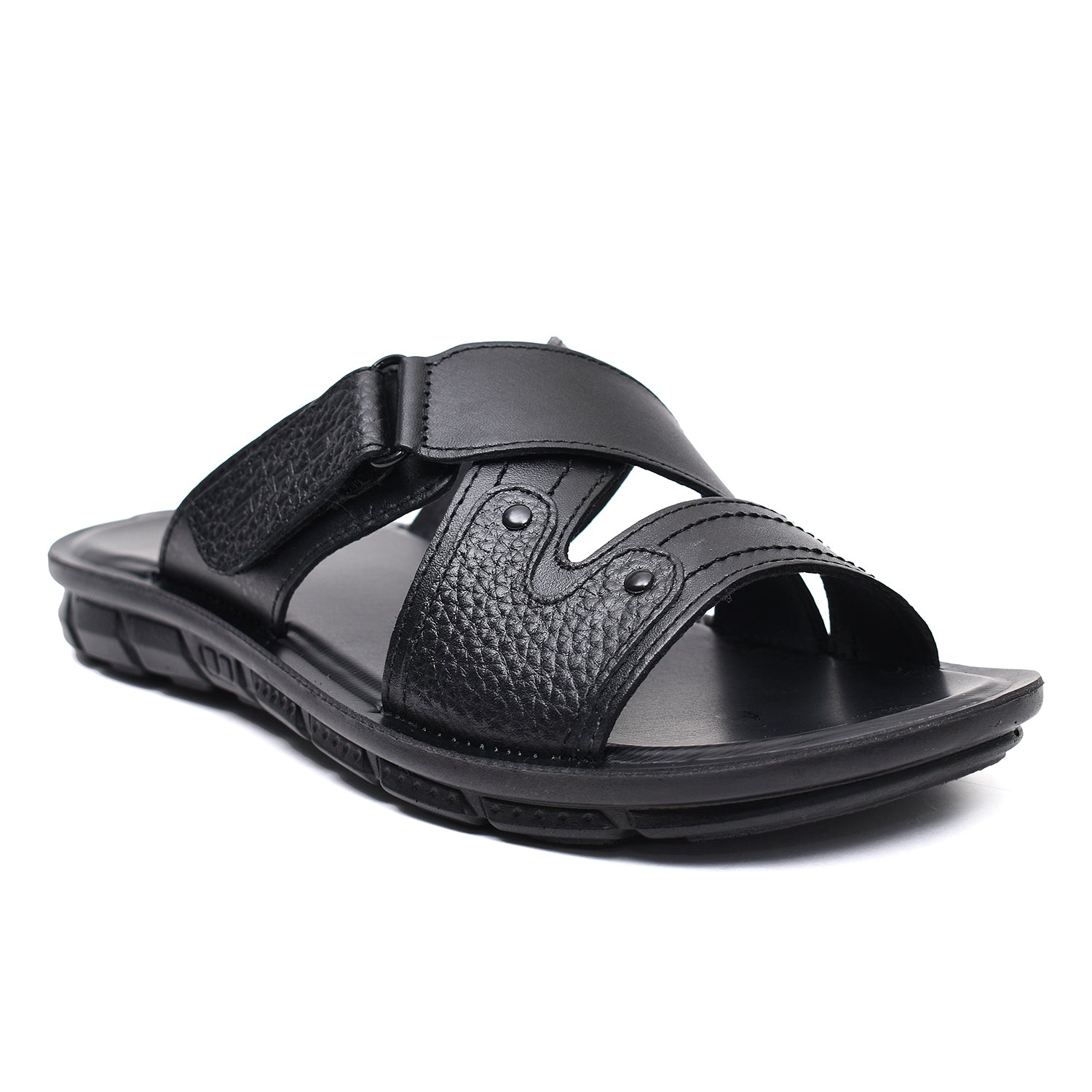 LEATHER SLIPPER - AK-06 BLACK