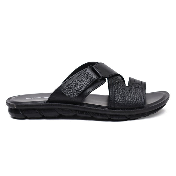 LEATHER SLIPPER - AK-06 BLACK