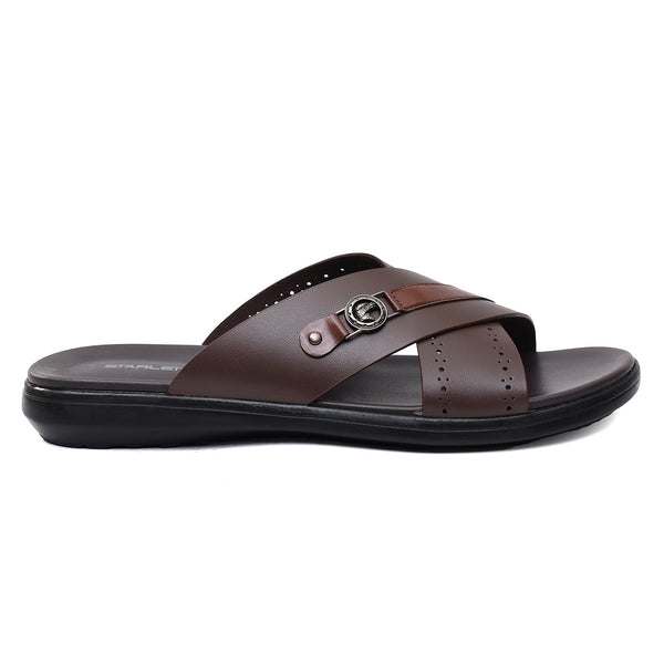 LEATHER SLIPPER - VCT-011-BROWN