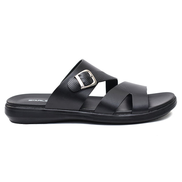 LEATHER SLIPPER - VCT-013 BLACK