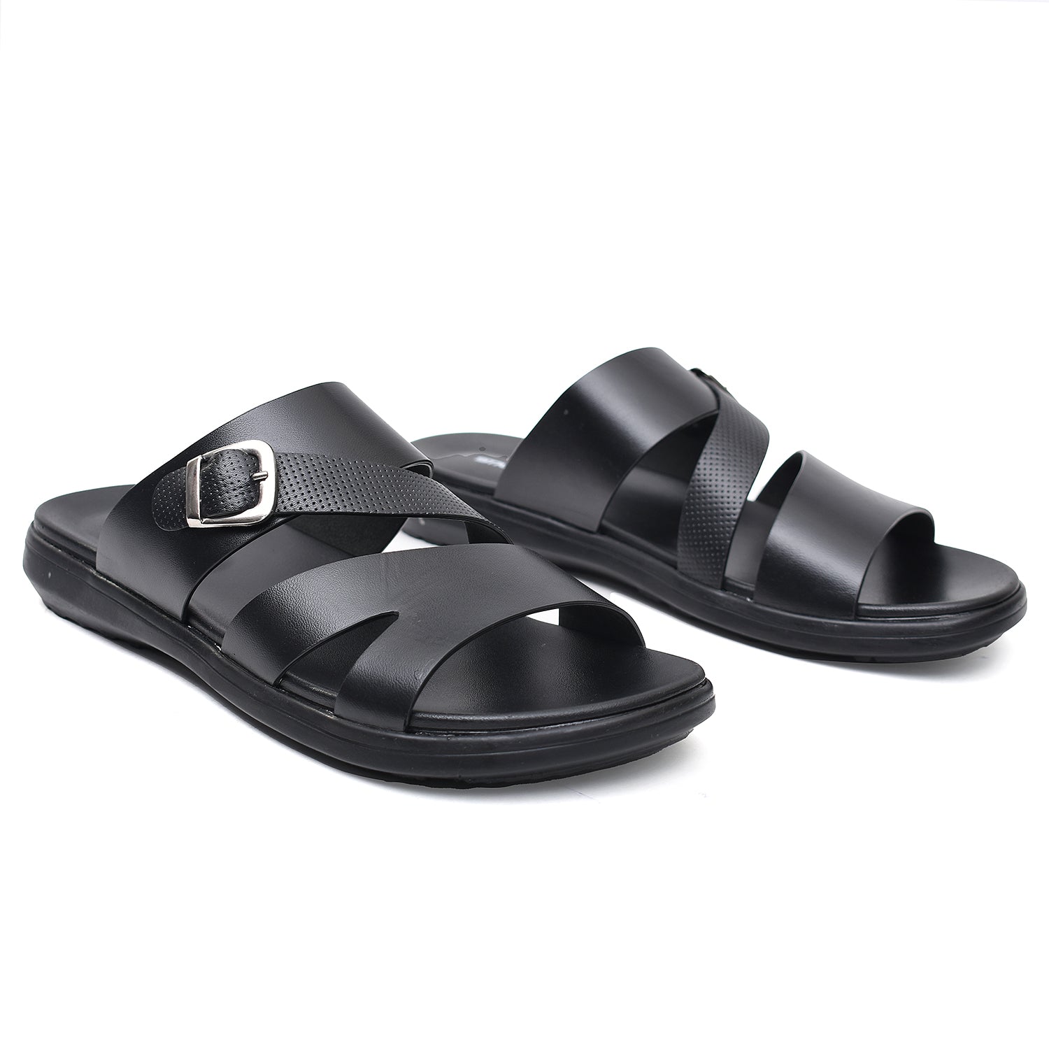 LEATHER SLIPPER - VCT-013 BLACK