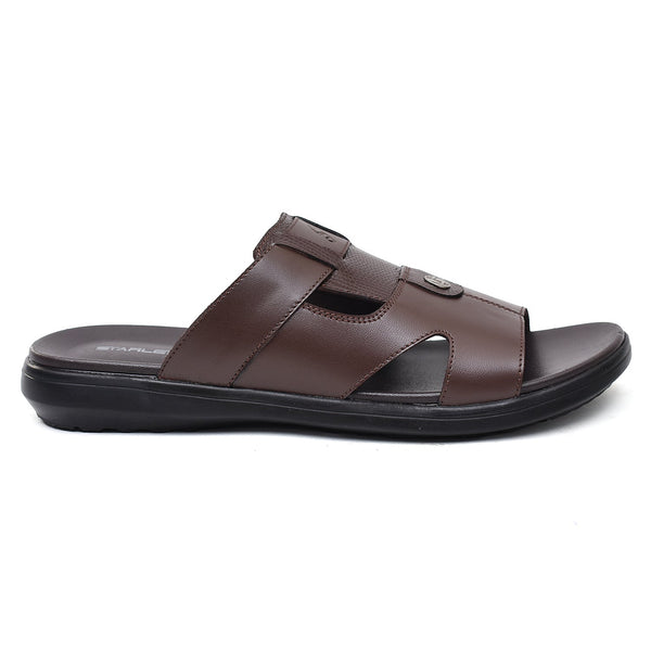 LEATHER SLIPPER - VCT-014 BROWN