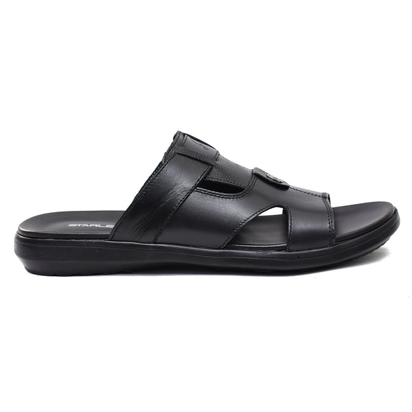 LEATHER SLIPPER - VCT-014 BLACK
