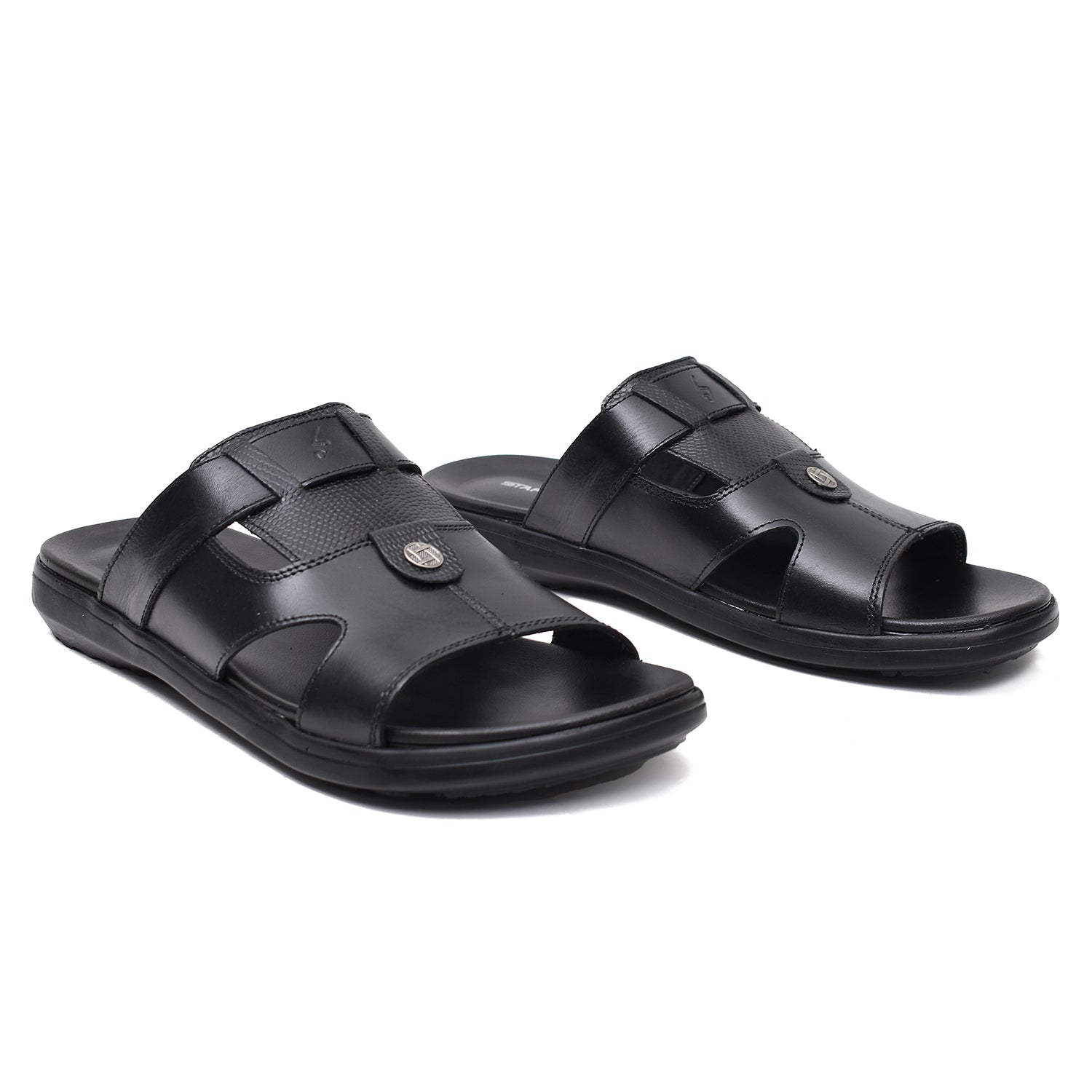 LEATHER SLIPPER - VCT-014 BLACK