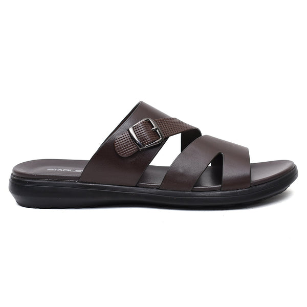 LEATHER SLIPPER - VCT-013 BROWN