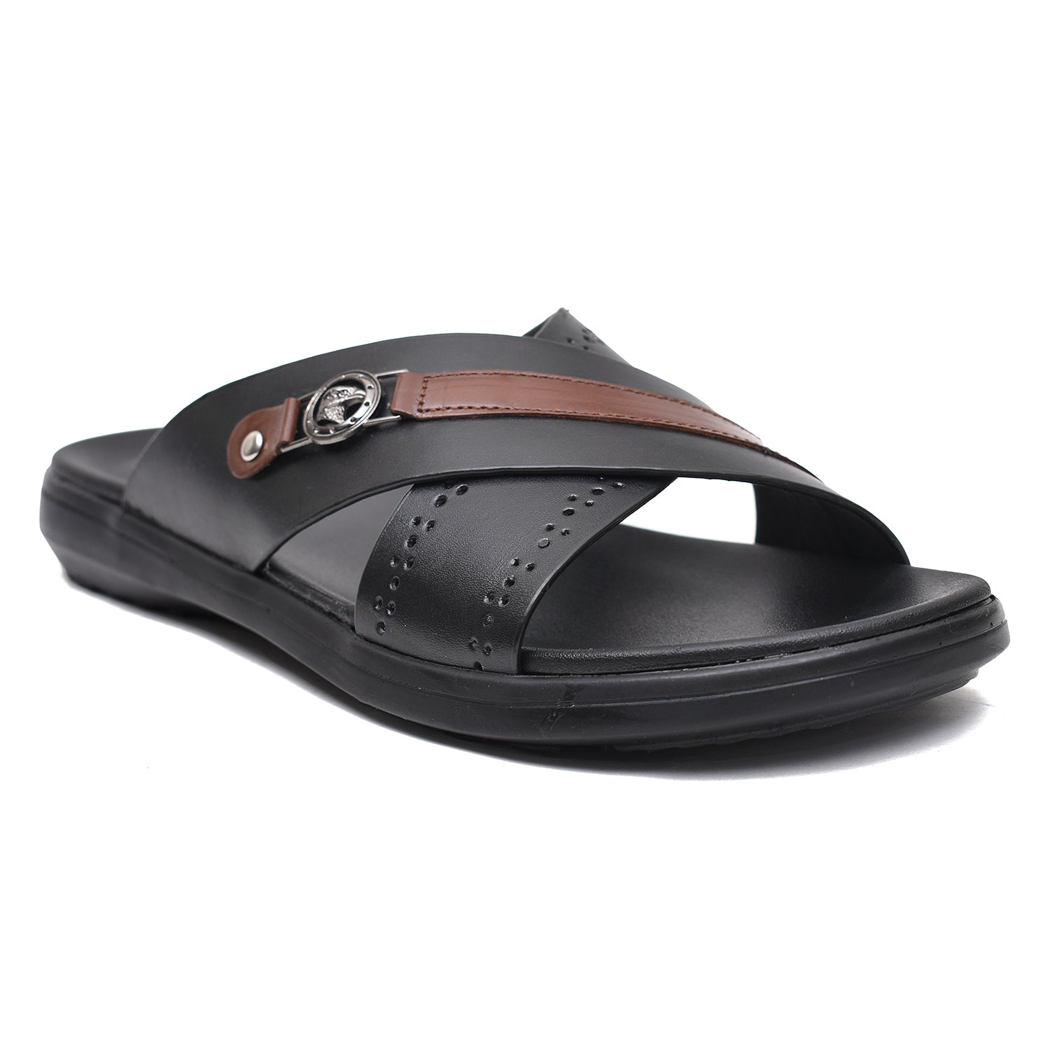LEATHER SLIPPER - VCT-011 BLACK