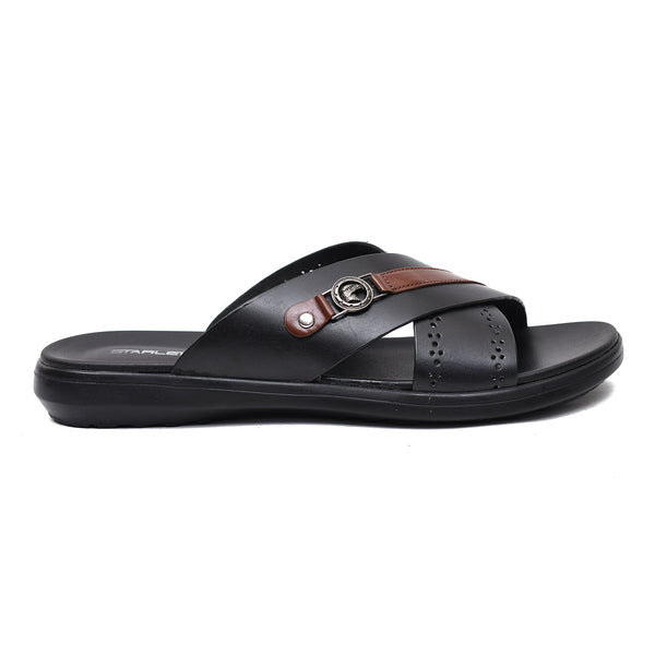 LEATHER SLIPPER - VCT-011 BLACK