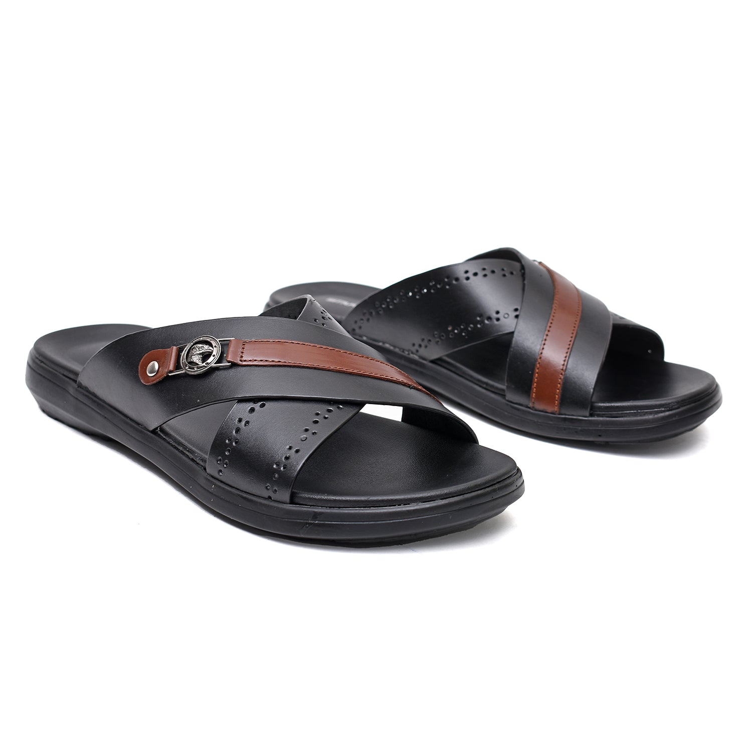 LEATHER SLIPPER - VCT-011 BLACK