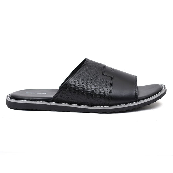 LEATHER SLIPPER - GX-24 BLACK