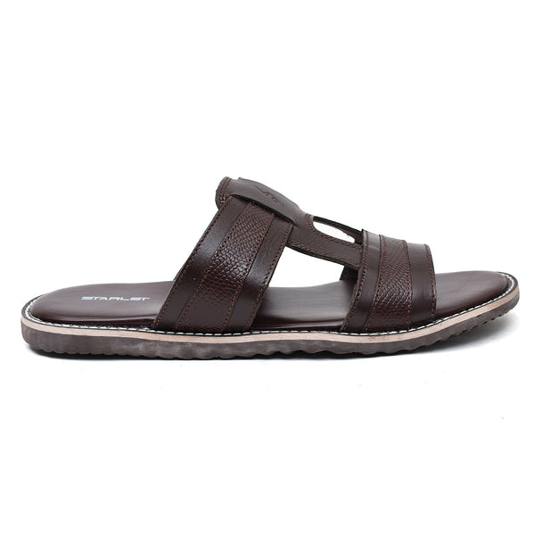 LEATHER SLIPPER - GX-26 BROWN