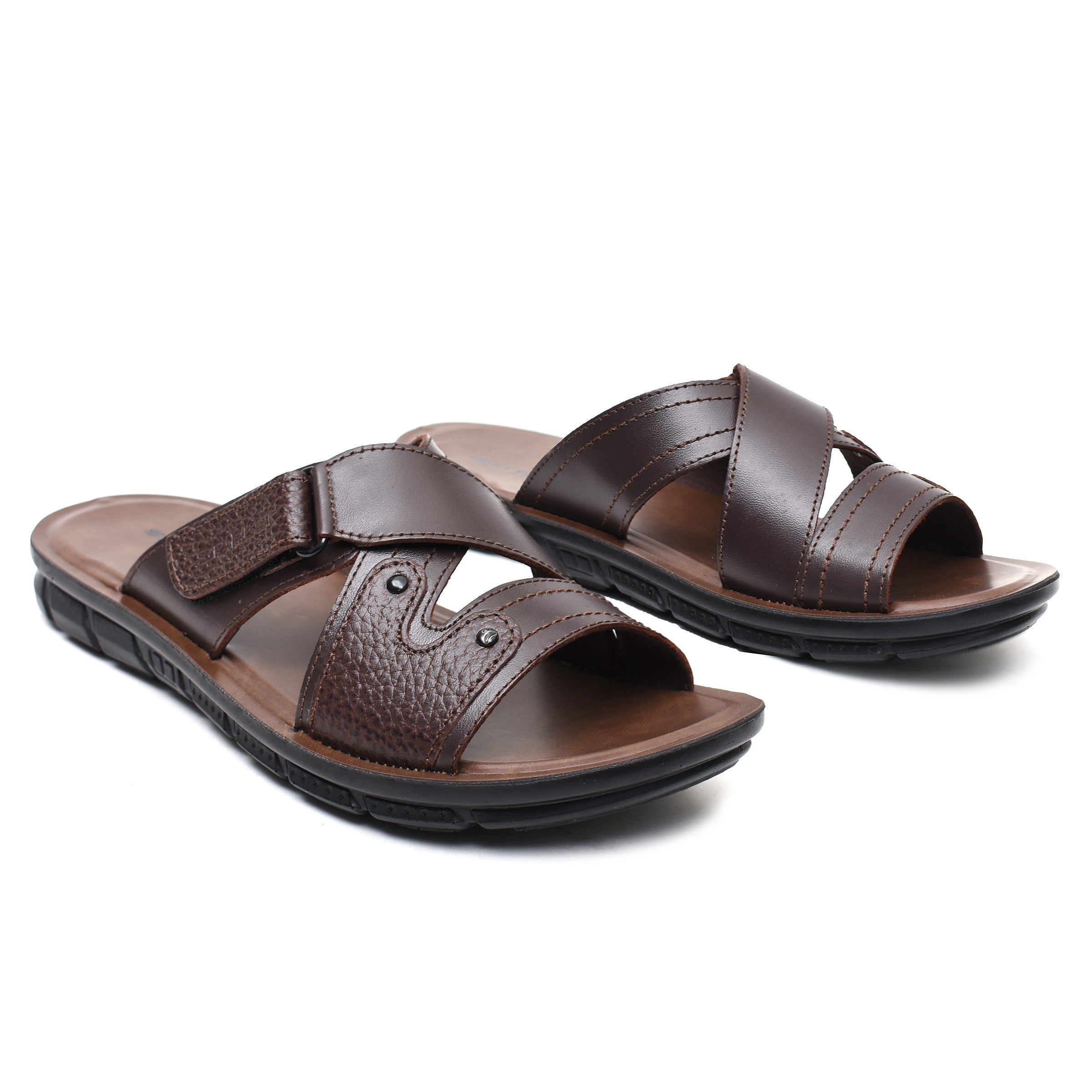 LEATHER SLIPPER - AK-06 BROWN