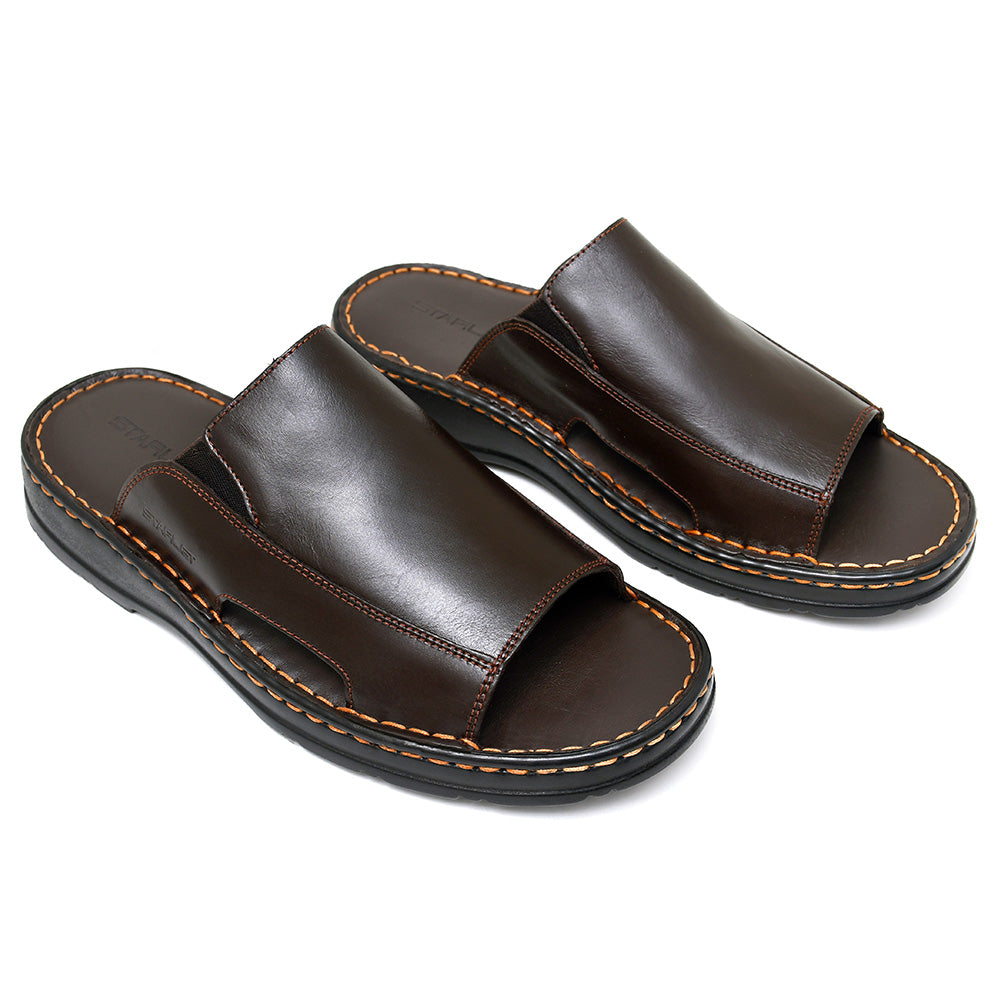 LEATHER SLIPPER - 4015 BROWN