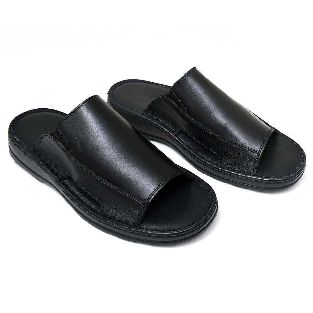 LEATHER SLIPPER - 4015 BLACK