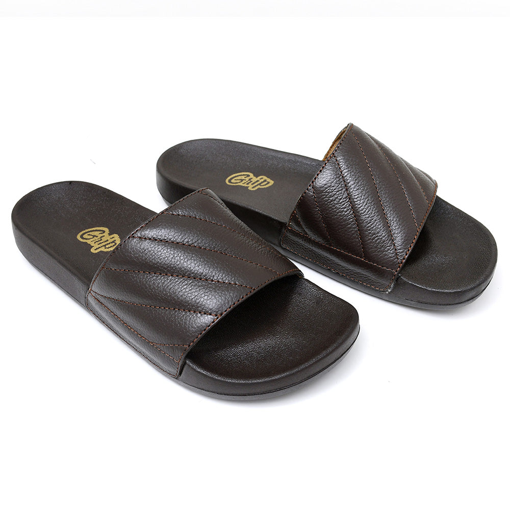 LEATHER SLIPPER - MOD-022 BROWN