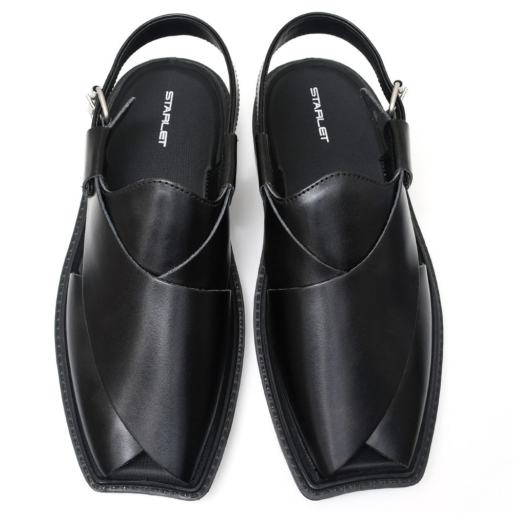 LEATHER PESHAWARI  CHAPPAL - PAHARI-002 BLACK
