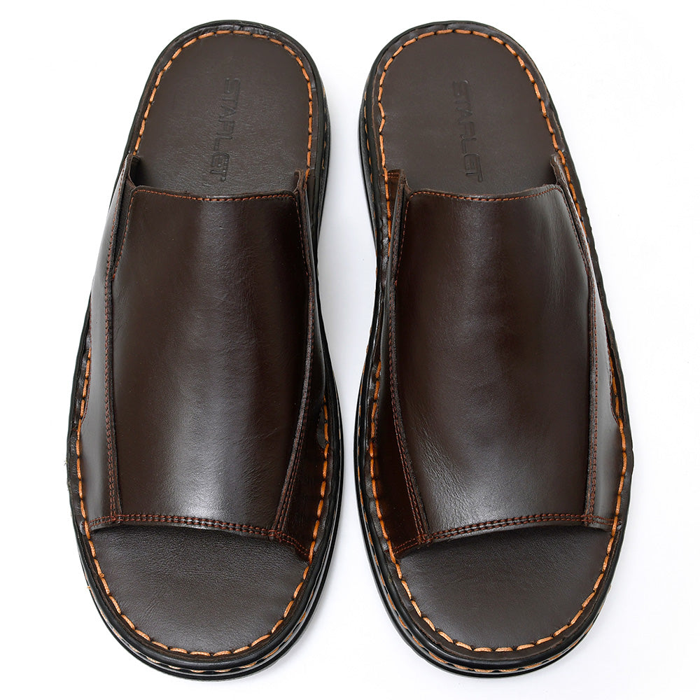 LEATHER SLIPPER - 4015 BROWN