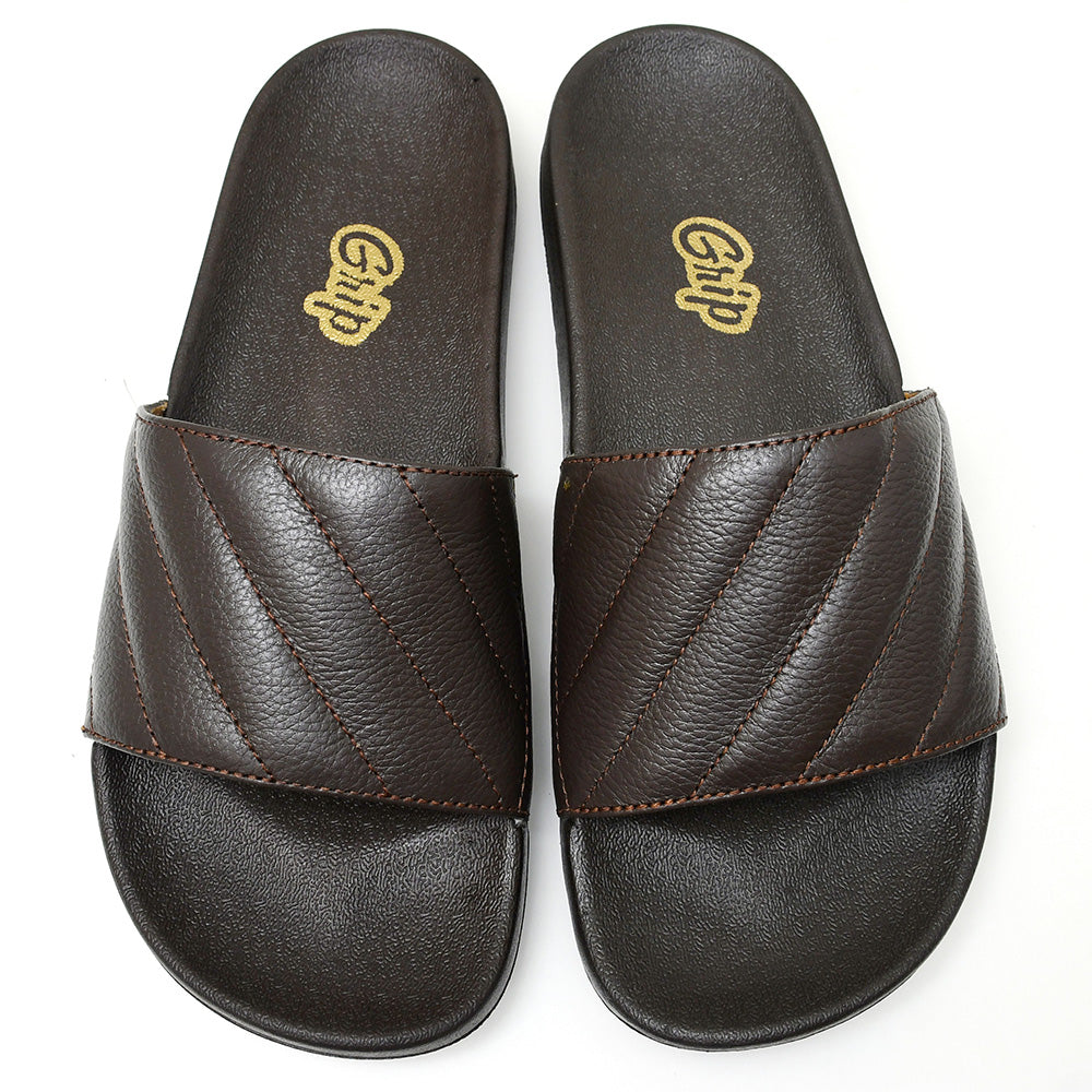 LEATHER SLIPPER - MOD-022 BROWN