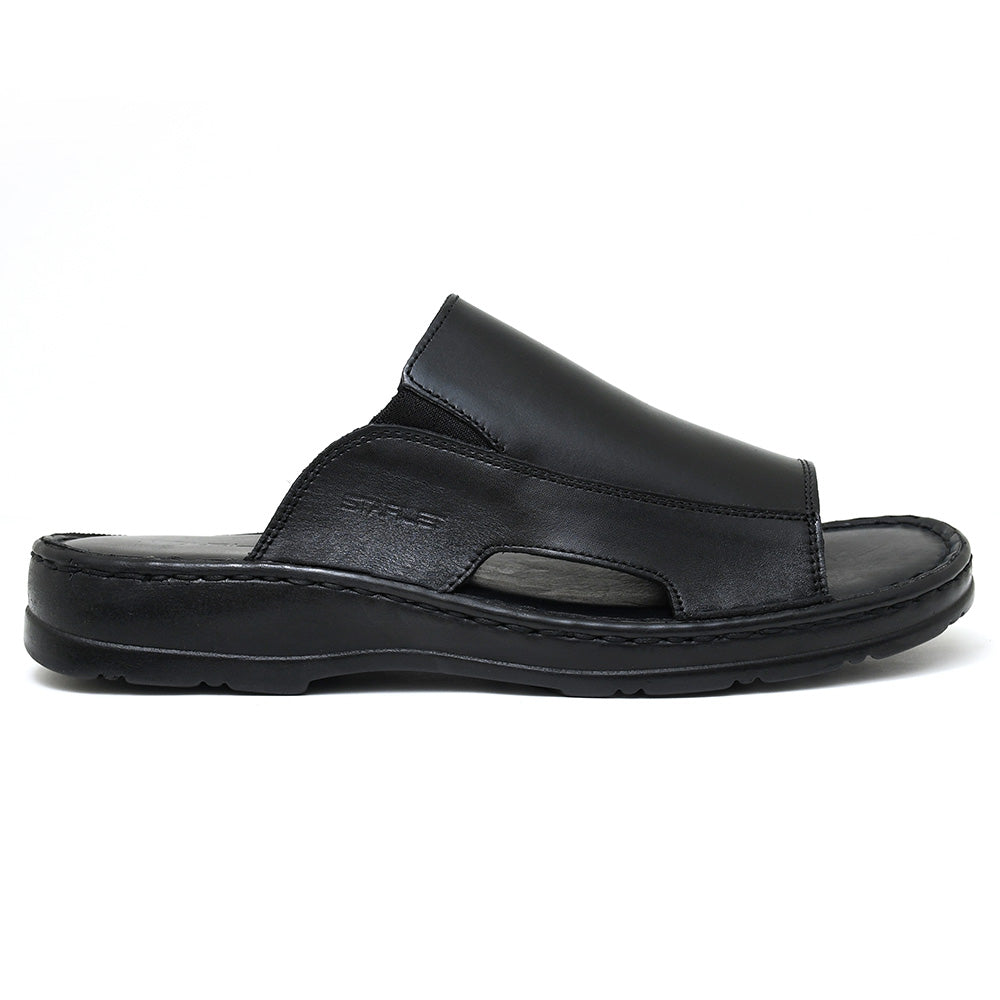 LEATHER SLIPPER - 4015 BLACK