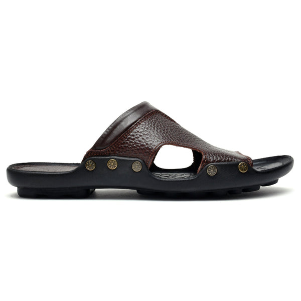 LEATHER SLIPPER - FIVE STONE-003 BROWN